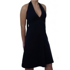 bcbgmaxazria black mini dress over the neck tie